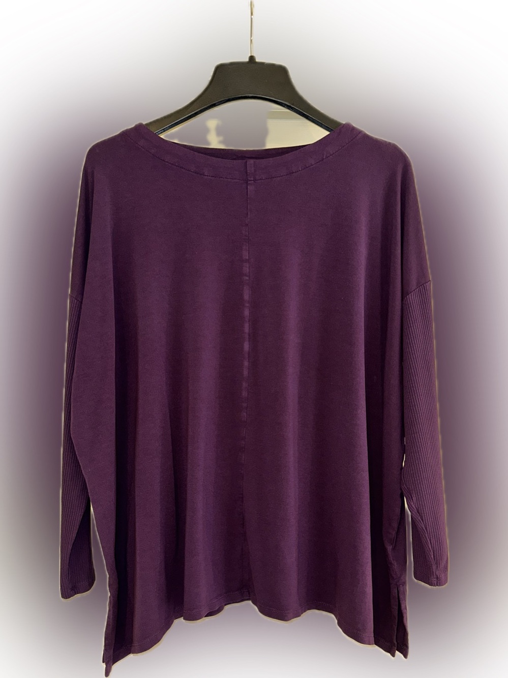 J. Jill Wearever Long-Sleeve Relaxed Top in Plum